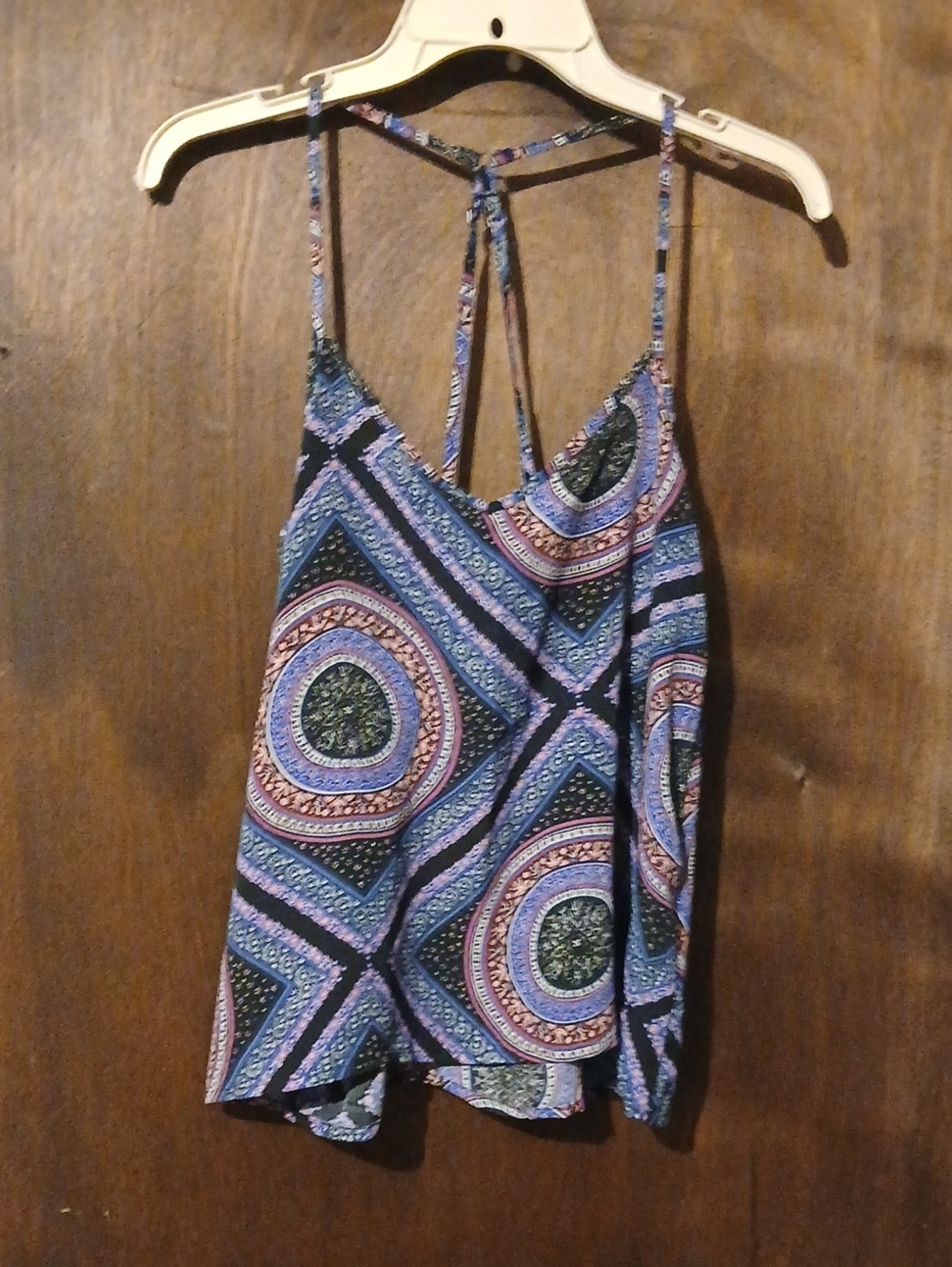 Hollister Blue Multi Geometric Print Strappy Camisole